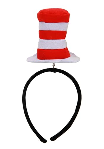 elope Dr Seuss Cat in The Hat Springy Costume Headband Standard Red White - Image 1