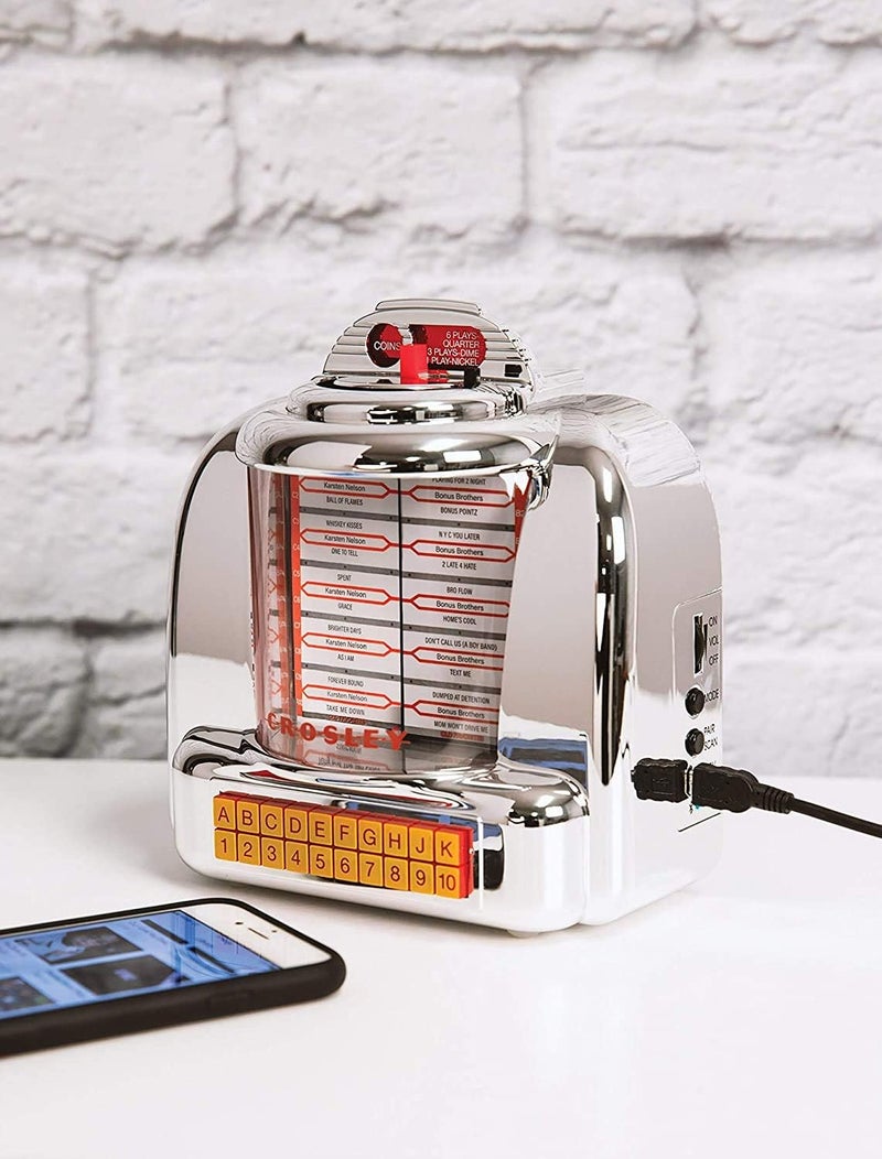 Crosley Diner Jukebox Tabletop Radio - Silver with Bluetooth and FM Radio - Image 4