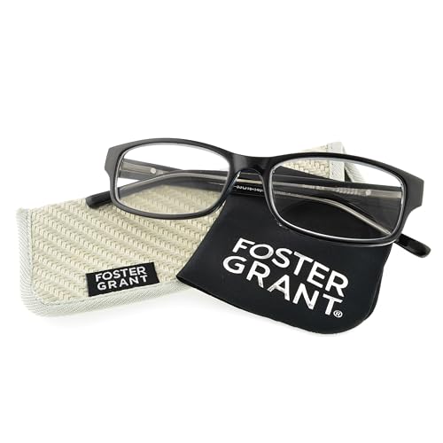 Foster Grant James Multifocus Rectangular Reading Glasses, Black/Transparent, 53 mm + 1.75 - Image 2