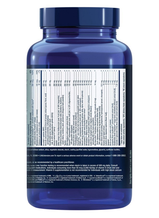 Life Extension أقراص مزيج الحياة الإضافي™ بدون نحاس، قوة عالية، تركيبة متقدمة من الفيتامينات والمعادن والفواكه والخضروات، فيتامين ب، ج، د، هـ، لصحة الجسم بالكامل، الشيخوخة الصحية، خالية من الغلوتين، 240 قرص - Image 3