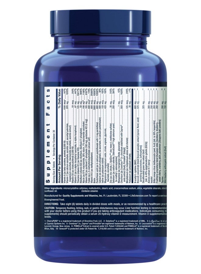 Life Extension أقراص مزيج الحياة الإضافي™ بدون نحاس، قوة عالية، تركيبة متقدمة من الفيتامينات والمعادن والفواكه والخضروات، فيتامين ب، ج، د، هـ، لصحة الجسم بالكامل، الشيخوخة الصحية، خالية من الغلوتين، 240 قرص - Image 2