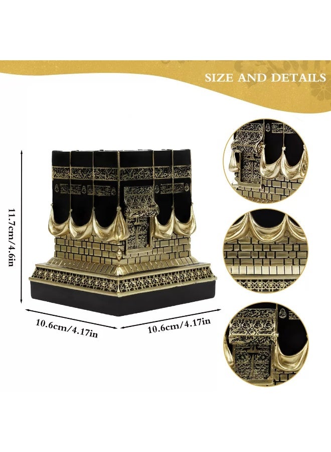 Kaaba Mecca Resin Desktop Pen Holder | Islamic Religious Desk Organizer | Gold-Plated Detailed Kaaba Replica | Ramadan Eid Home Office Decor Souvenir | Hajj Umrah Pilgrimage Keepsake Gift | Muslim Faith Stationery Storage | Sacred Islamic Cultural Craft Ornament - Image 2
