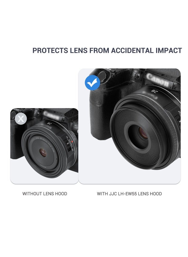 SOLARAE Metal Round Lens Hood, Universal Collapsible Rubber Lens Hood Sun Shade, for Canon RF 28mm f/2.8 STM Lens, with Threaded Design Hood Cap, Replaces Canon EW-55 (55mm) - Image 4