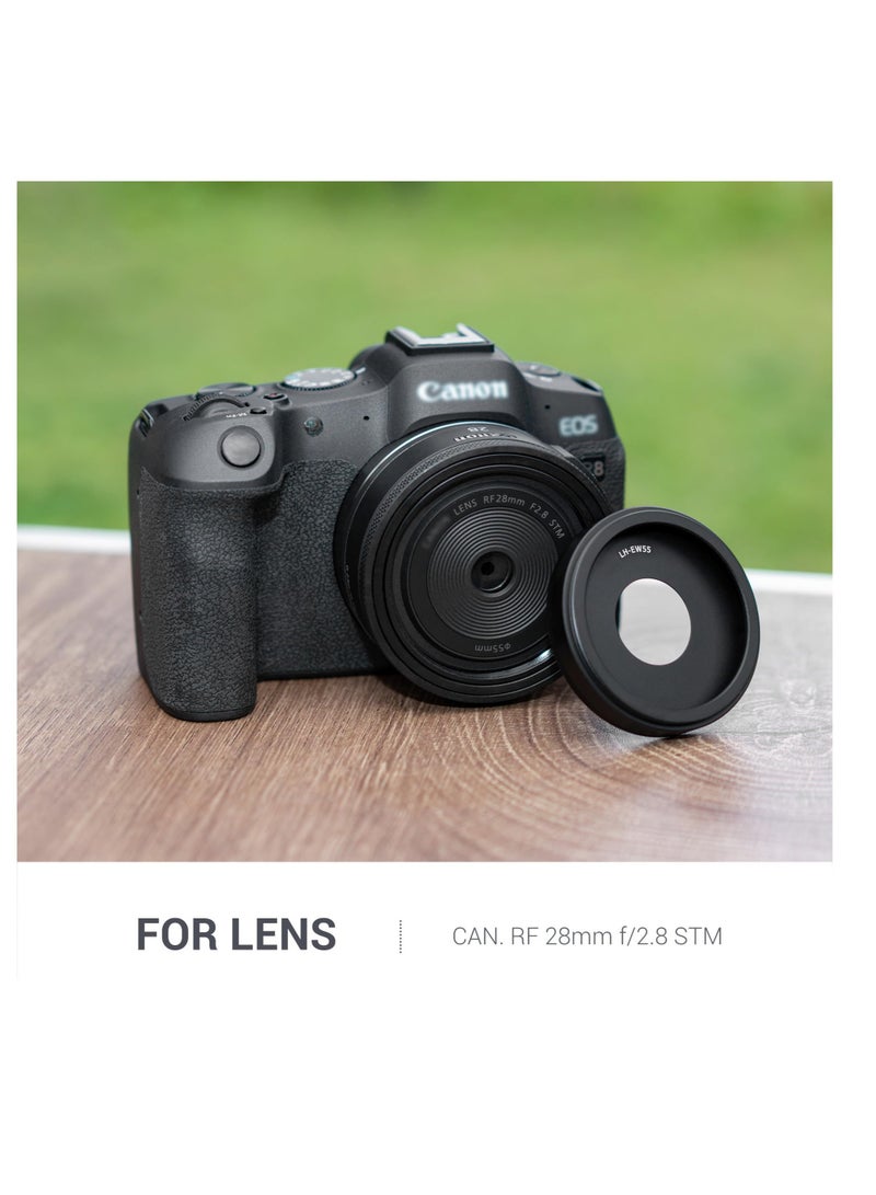 SOLARAE Metal Round Lens Hood, Universal Collapsible Rubber Lens Hood Sun Shade, for Canon RF 28mm f/2.8 STM Lens, with Threaded Design Hood Cap, Replaces Canon EW-55 (55mm) - Image 3