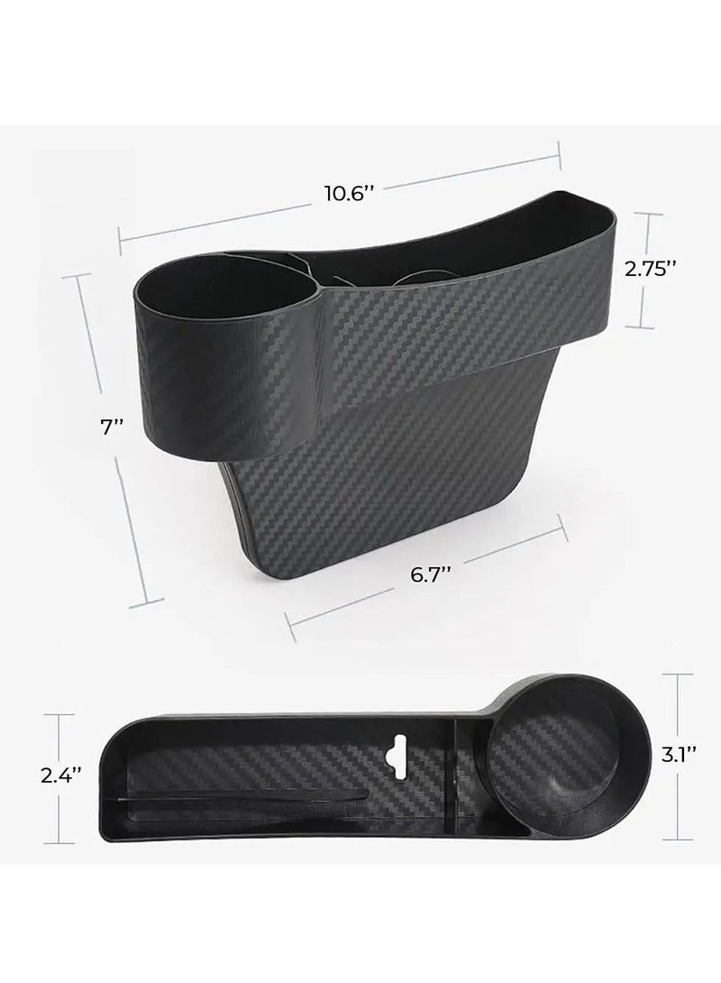 SYOSI Car Seat Gap Organizer, Carbon Fiber Side Insert Multifunction Center Console Pocket Gap Filler Storage Space Extra Beverages, Sunglasses, Cup Holder Interior - Image 5