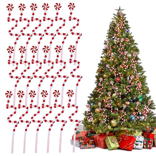 FOIMAS 18pcs Christmas Tree Candy Curly Picks Peppermint Candy Cane Tree Picks Ornament for Christmas Tree Wreath Vase Filler Home Decoration118 inches - Image 1