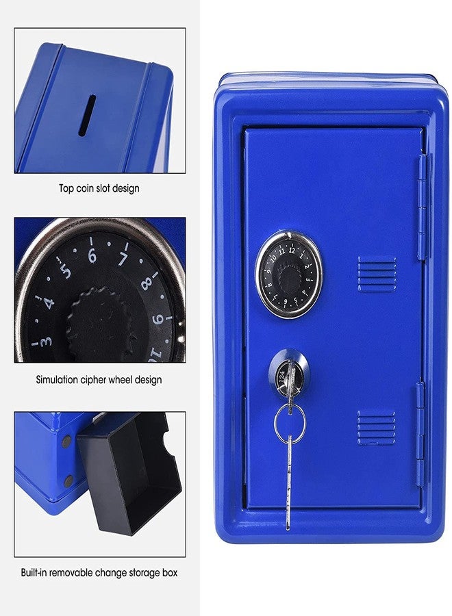 Drofail حصالة نقود معدنية آمنة للأطفال من دروفيل، صندوق تخزين مفاتيح صغير للأطفال مع قفل، هدية حصالة نقود إبداعية للأطفال - مفتاحان (أزرق) - Image 5