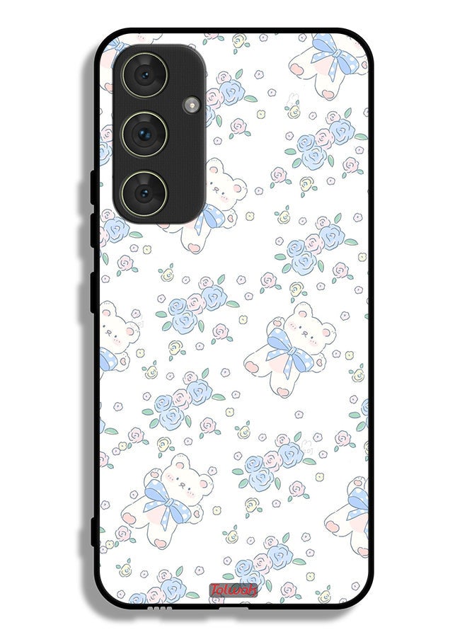 Tolwak Samsung Galaxy A54 5G Protective Case Cover Cute Teddy Bear And Flowers Icon - Image 1