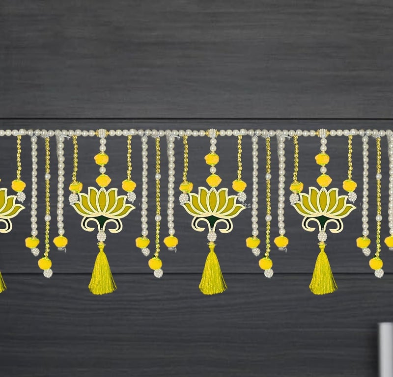RR Crafts RR Crafts Handcrafted Toran for Main Door Pooja Room Mandir Decoration Door Hanging Decorative ItemOffice Home Decor Lotus Toran 38 Inch x 9 inch Yellow  - Image 4