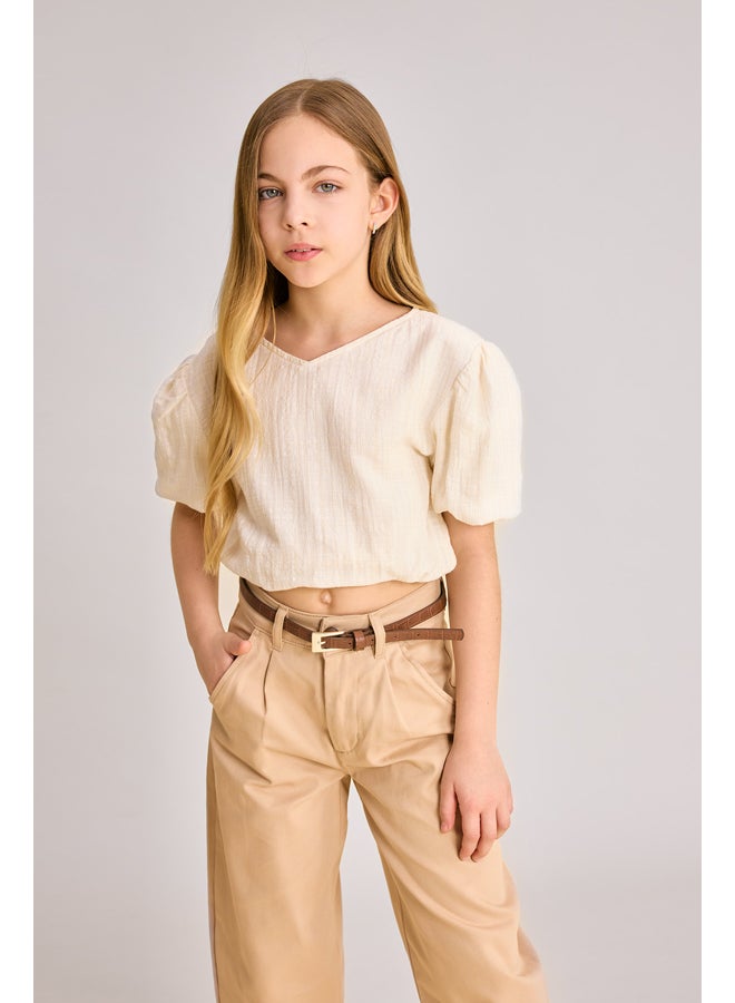 DeFacto Girl Woven Short Sleeve Blouse - Image 3