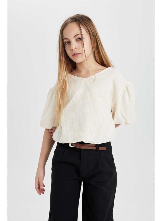 DeFacto Girl Woven Short Sleeve Blouse - Image 5