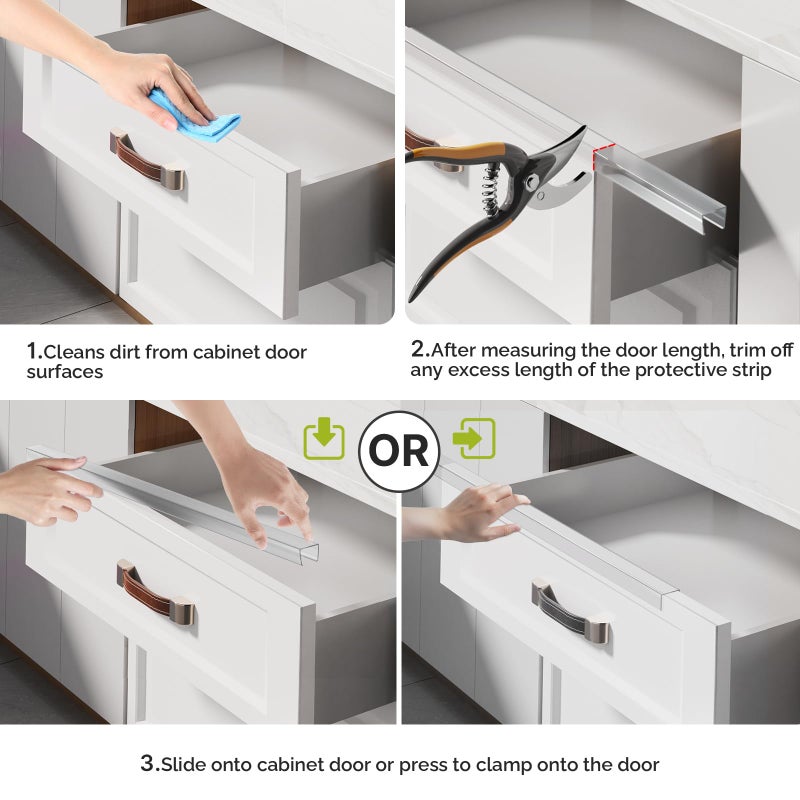 Magicheap Snugly Fit 18" Length Cabinet Door Protector, Flexible Slip-On Plastic Edge Guard, Thin Transparent Edge Protectors to Prevent Wear, Chipping, Discoloration, Cabinet Bumpers, 3/4" Thick, 2 PCS - Image 5