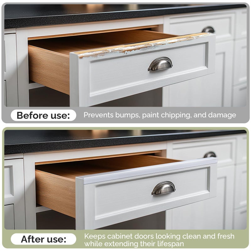 Magicheap Snugly Fit 18" Length Cabinet Door Protector, Flexible Slip-On Plastic Edge Guard, Thin Transparent Edge Protectors to Prevent Wear, Chipping, Discoloration, Cabinet Bumpers, 3/4" Thick, 2 PCS - Image 4