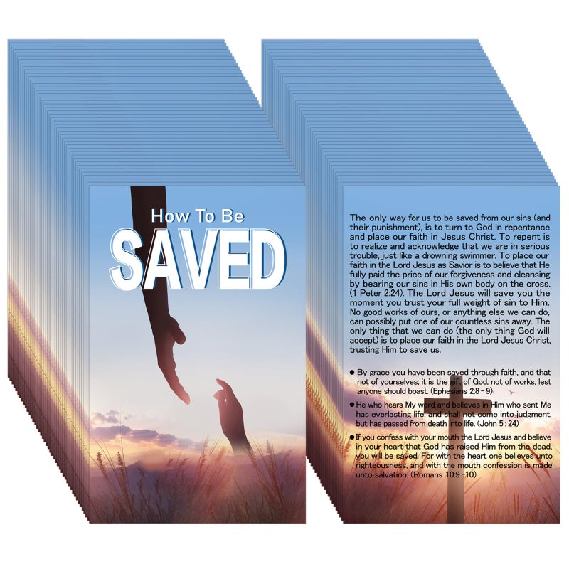 Noveread 200 Pcs Gospel Tract Card Salvation Cards Pocket Holy Postcard Prayer Postcards Christian Inspirational Bible Verses Bookmark For Christian Gift(How To Be Saved) - Image 1
