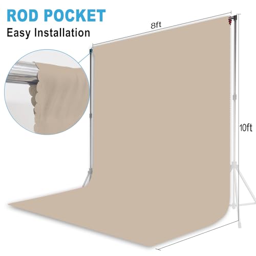 LYLYCTY Beige Backdrop for Photoshoot, Professional Photo Backdrop Background Curtain for Product Photography, Portraits, Wedding, Party, Live Streaming Video Recording 8X10 FT - Image 2