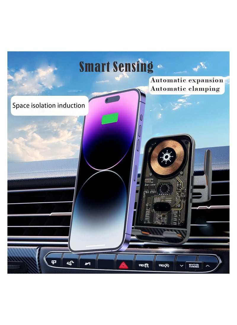 KASTWAVE - Wireless Car Charger Mount, Fast Charging Auto Clamping Car Charger holder For iPhone/Samsung For IPhone 15 14 13 12 11 Pro, For Samsung Galaxy S23 Ultra S22 S21 S20, S10+ S9+, Car Accessories - Image 1