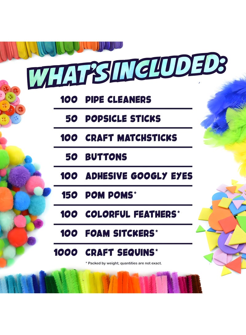 LIXADA 1000+Piece Mega Arts and Craft Colorful Supplies Jar Kit For Kids, Special Gift for Youngsters and Adults, Educational Party Favor for Birthday, Special Festival - Assorted Colorful Toys, Gift for Kids Age 3+  - Image 4