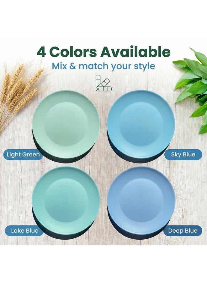 WEXINHAO 10 inch Wheat Straw Plates, Unbreakable Flat Dinner Plates Set of 8, BPA Free Dishwasher & Microwave Safe Reusable Salad Plates, Camping Plates for Kids Kitchen (4 Color) - Image 5