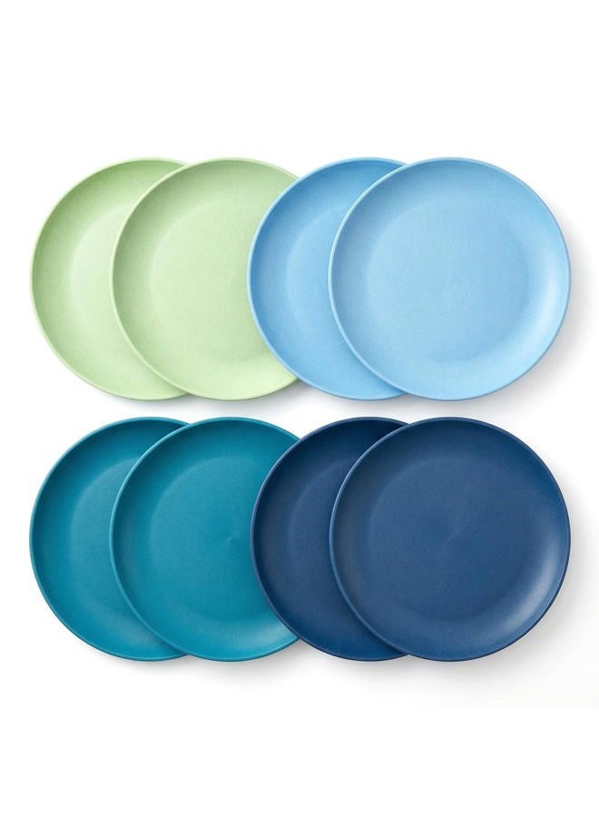 WEXINHAO 10 inch Wheat Straw Plates, Unbreakable Flat Dinner Plates Set of 8, BPA Free Dishwasher & Microwave Safe Reusable Salad Plates, Camping Plates for Kids Kitchen (4 Color) - Image 2