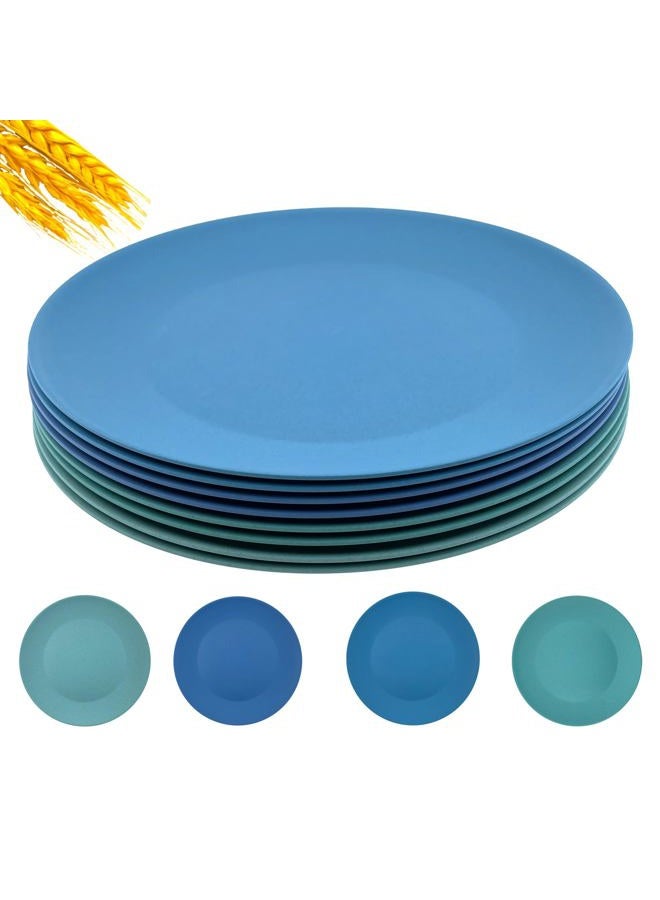 WEXINHAO 10 inch Wheat Straw Plates, Unbreakable Flat Dinner Plates Set of 8, BPA Free Dishwasher & Microwave Safe Reusable Salad Plates, Camping Plates for Kids Kitchen (4 Color) - Image 1