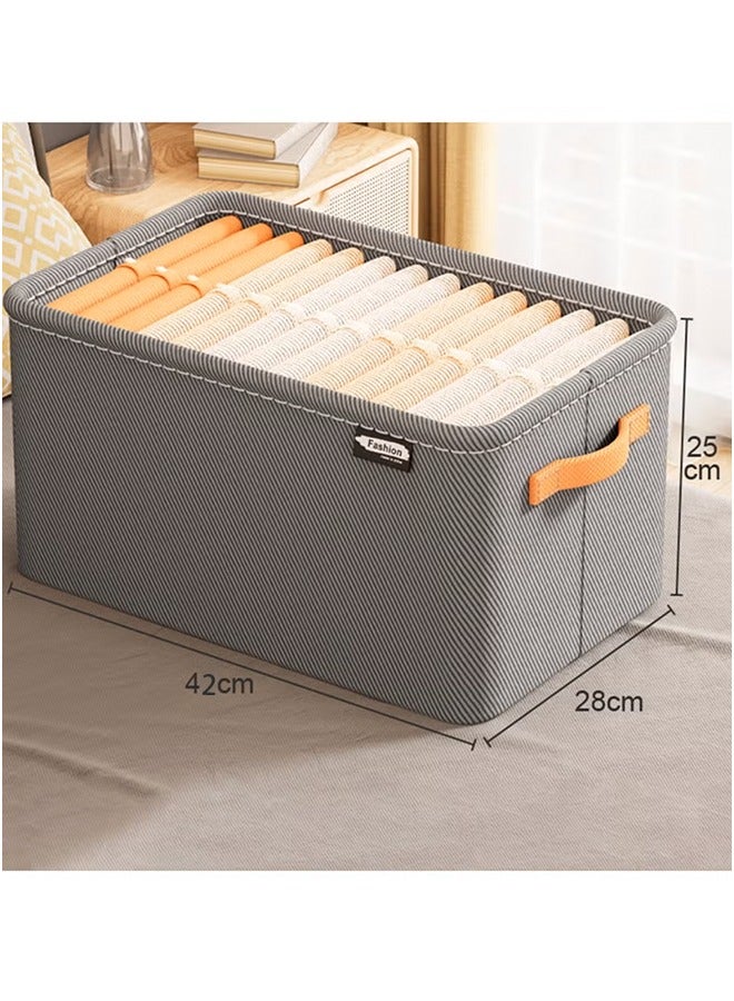 Fabric Storage Box, Cube Closet Storage Organize, Packed Bedroom Clothes Storage Organization Box, Collapsible Fabric Storage Cubes Organizer with Carrying Handles Thickened Steel Frame, Storage Bins Organizer, Multifunctional Home Cubes Baskets for Organizing Shelves Closets Clothes and Toy, 42x28x25cm, grey - Image 2