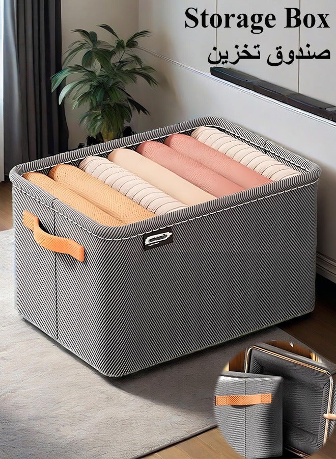 Fabric Storage Box, Cube Closet Storage Organize, Packed Bedroom Clothes Storage Organization Box, Collapsible Fabric Storage Cubes Organizer with Carrying Handles Thickened Steel Frame, Storage Bins Organizer, Multifunctional Home Cubes Baskets for Organizing Shelves Closets Clothes and Toy, 42x28x25cm, grey - Image 1