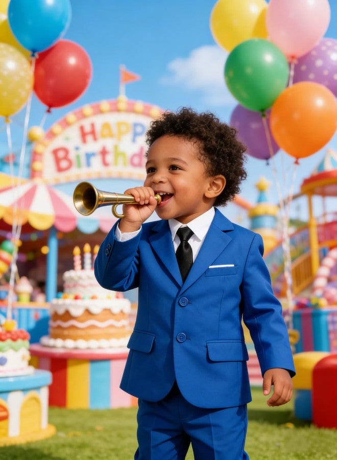 Lycody Baby Boys' Royal Blue Suits Formal Dress Suit Set 3T Toddler Boy Ring Bearer Outfit for Weddings - Image 4
