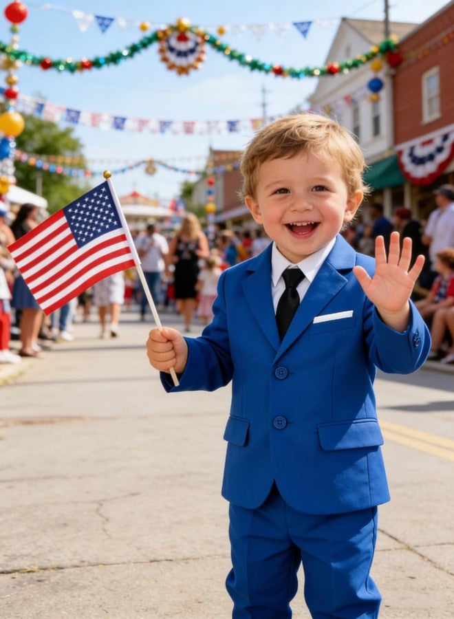 Lycody Baby Boys' Royal Blue Suits Formal Dress Suit Set 3T Toddler Boy Ring Bearer Outfit for Weddings - Image 3