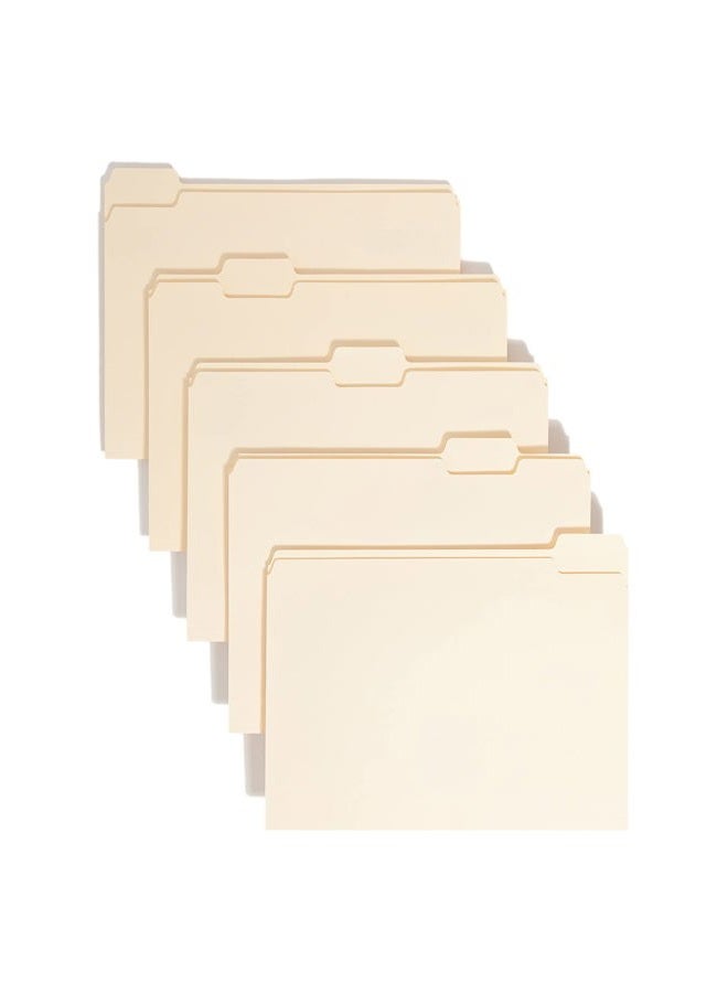 Smead File Folder, 1/5-Cut Tab, Assorted Positions, Letter Size, Manila, 100 per Box (10350) - Image 1