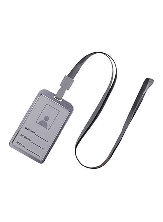 NIBEMINENT Vertical Style Lanyard ID Card Holder Silver