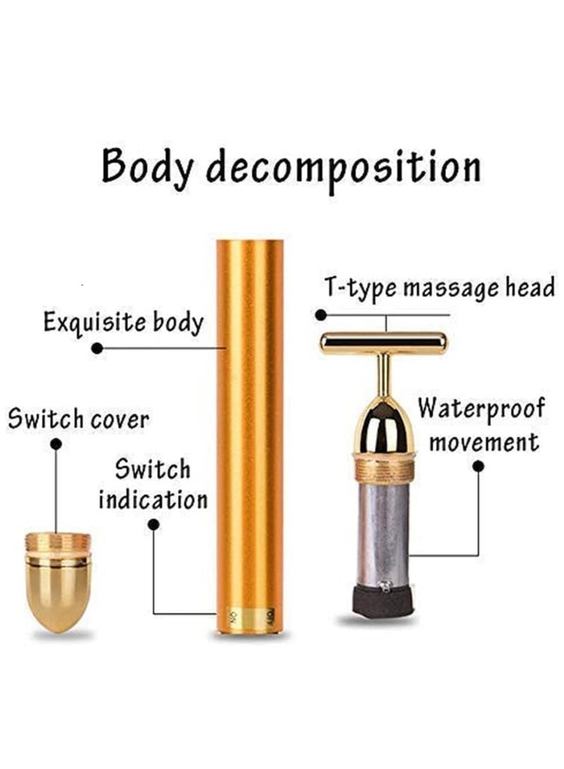 T-Shaped 24K Gold Massager - Electric Vibration Skin Care Tool for Anti-Wrinkle - Image 5