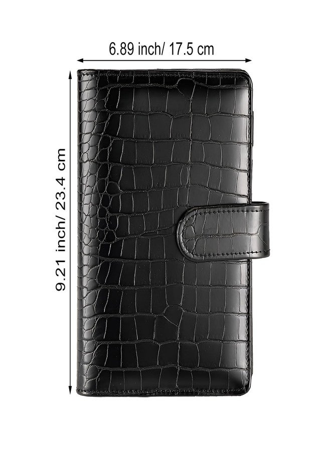 eleger A5 6 Ring Binder Cover Crocodile - Large PU Leather Notebook Binder with Hidden Snap Buckle, Refillable Budget Planner, Black - Image 3