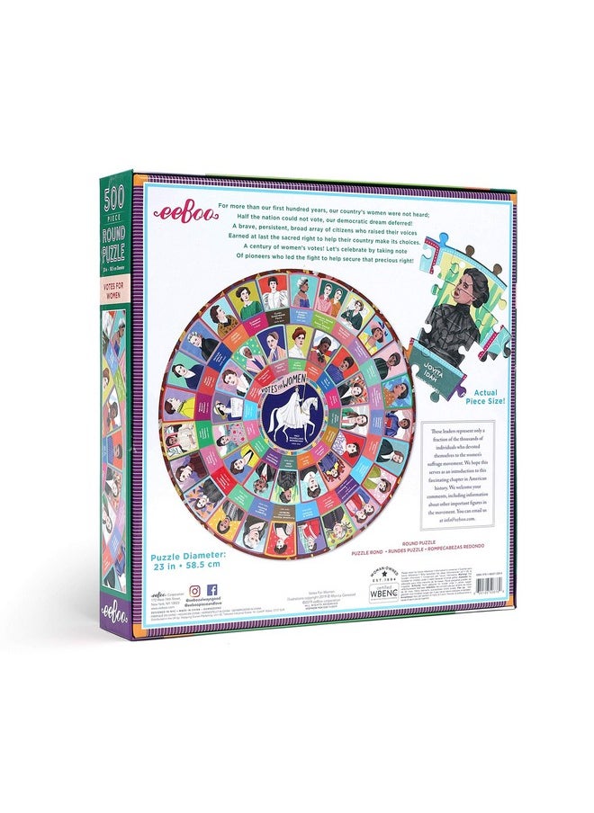 eeboo : Piece And Love Votes For Women 500 Piece Round Circle Jigsaw Puzzle, Puzzle For Adults And Families, Glossy, Sturdy Pieces And Minimal Puzzle Dust  - Image 2