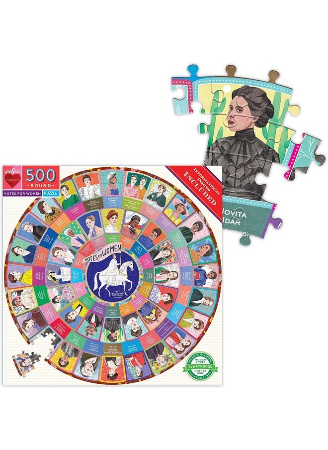 eeboo : Piece And Love Votes For Women 500 Piece Round Circle Jigsaw Puzzle, Puzzle For Adults And Families, Glossy, Sturdy Pieces And Minimal Puzzle Dust  - Image 3