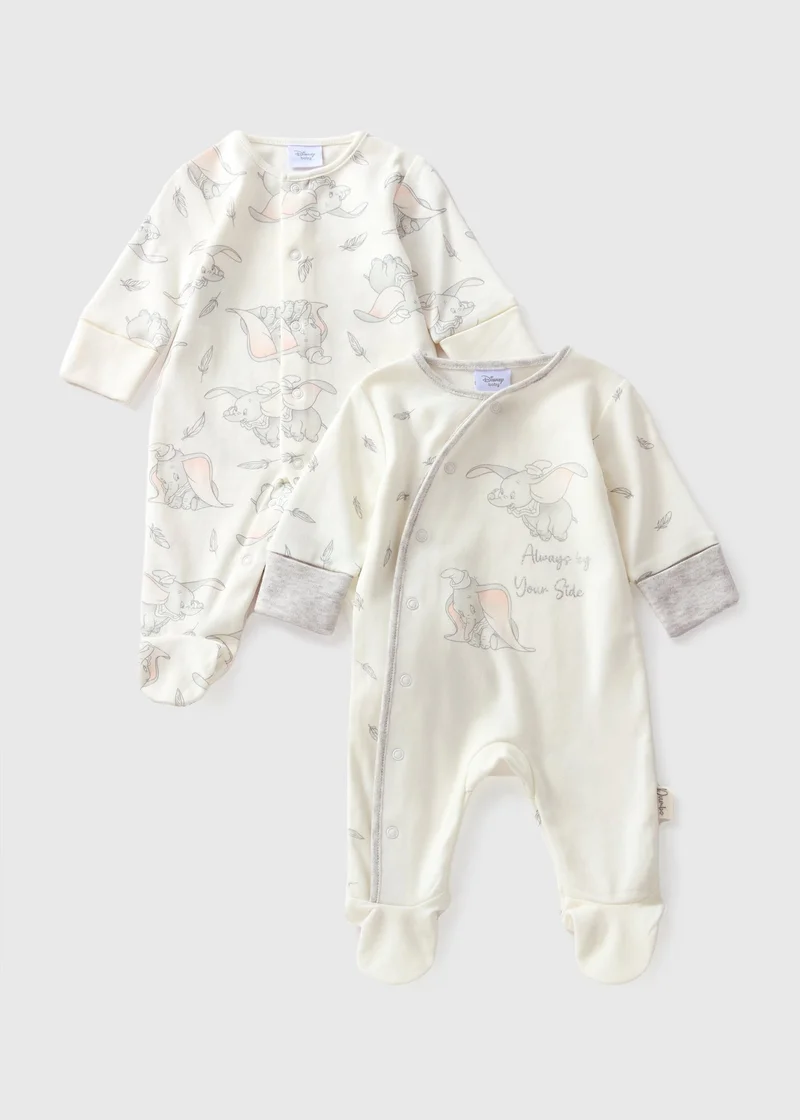 Matalan Disney 2 Pack Baby Cream Dumbo Sleepsuits