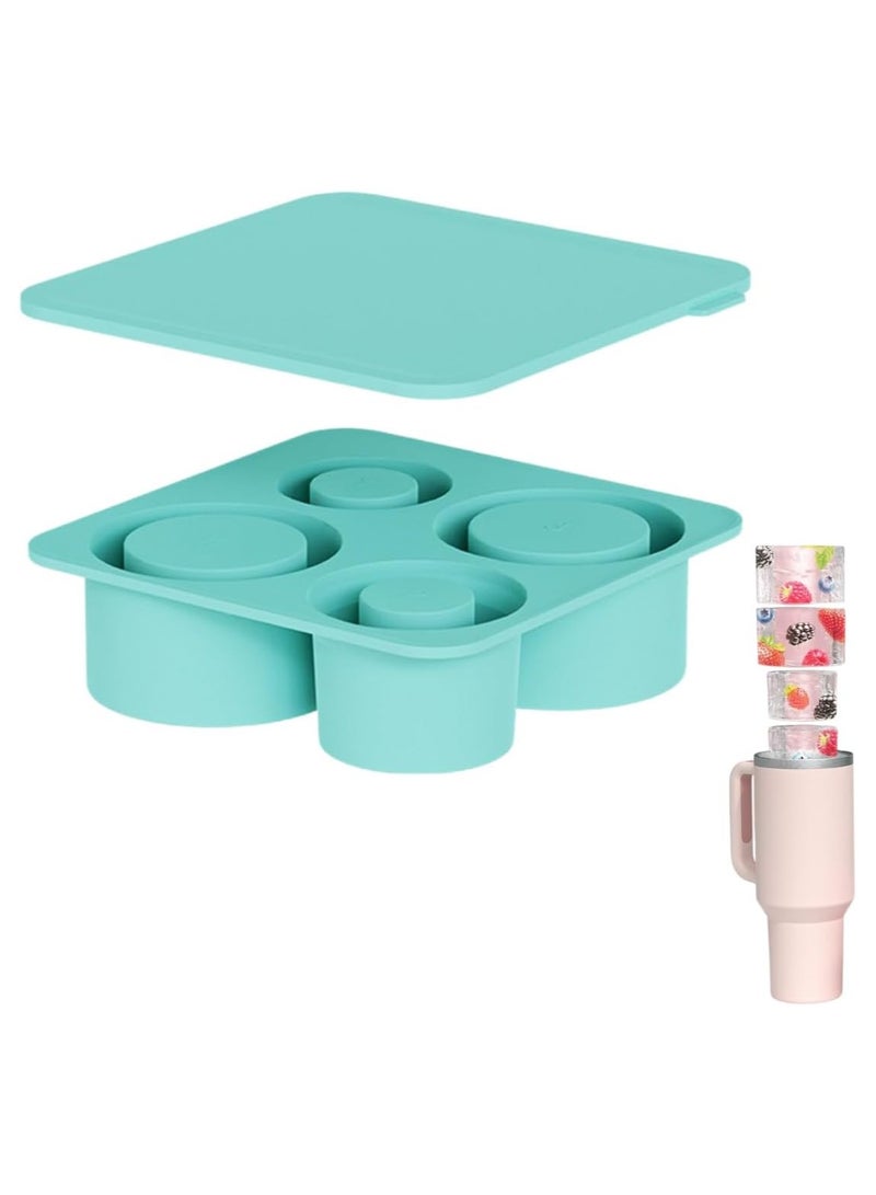 Mmmon Ice Cube Trays for Tumbler,4 Pcs Silicone Hollow Cylinder Ice Mold with Lid for Freezer,Ice Drink,Juice, Compatible with 20Oz,30Oz,40Oz Tumblers(Green) - Image 2