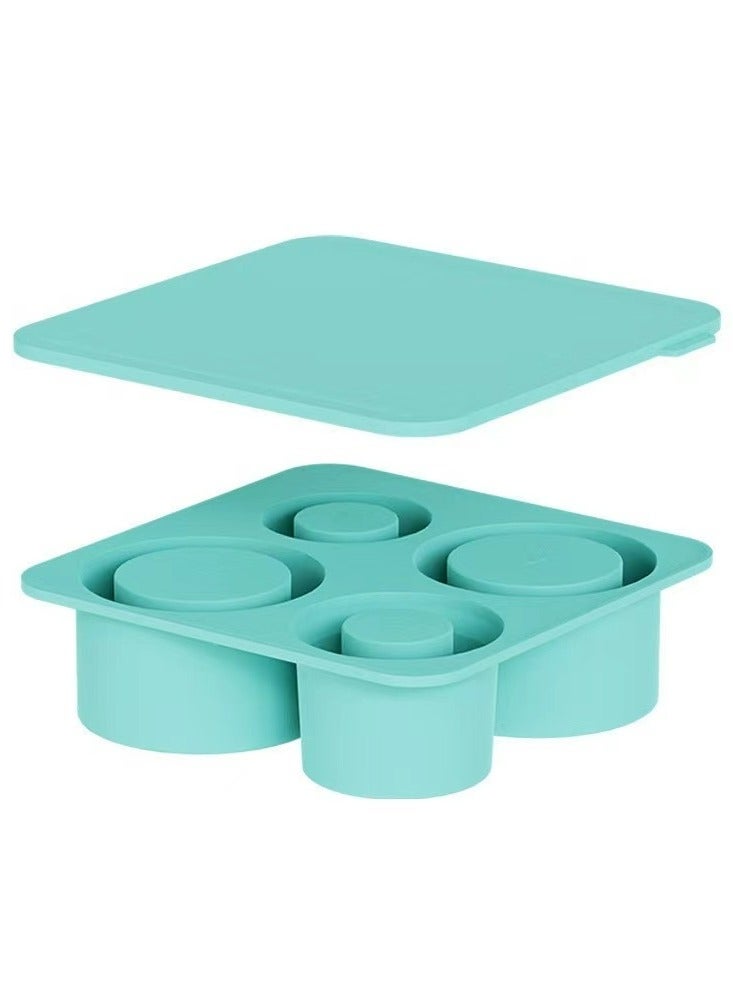 Mmmon Ice Cube Trays for Tumbler,4 Pcs Silicone Hollow Cylinder Ice Mold with Lid for Freezer,Ice Drink,Juice, Compatible with 20Oz,30Oz,40Oz Tumblers(Green) - Image 1