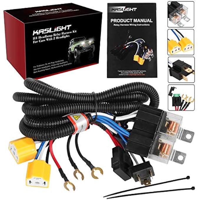 KASLIGHT Toyota Headlight Relay H4 Harness Kit  1Set 2 H6054 Wiring For 9597 Tacoma 8895 Pickup  Fix Dual Ground Problem - Image 1