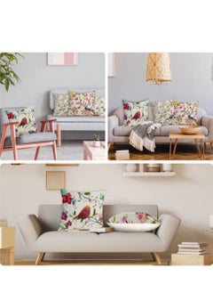 Generic Spring Floral Linen Pillowcase, a Set of 4 Pillowcases for Sofa Sofa Living Room, Home Decor Sofa Digital Printing Home Furnishing Cushion Cover  - Image 2