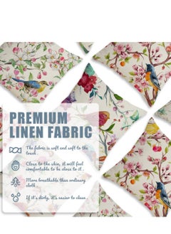 Generic Spring Floral Linen Pillowcase, a Set of 4 Pillowcases for Sofa Sofa Living Room, Home Decor Sofa Digital Printing Home Furnishing Cushion Cover  - Image 3