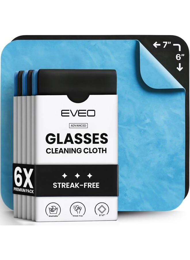 EVEO Glasses Cleaning Cloth - (6 Pack) Lens Cleaning Cloth Glasses Cleaner - Microfiber Cloth for Glasses Microfiber Cloth Eyeglass Cleaner, Screen Cleaner, Camera, Eyeglasses, VR/AR -Black & Blue - Image 1