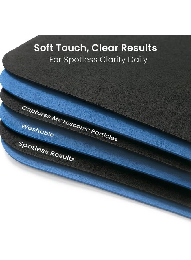 EVEO Glasses Cleaning Cloth - (6 Pack) Lens Cleaning Cloth Glasses Cleaner - Microfiber Cloth for Glasses Microfiber Cloth Eyeglass Cleaner, Screen Cleaner, Camera, Eyeglasses, VR/AR -Black & Blue - Image 4
