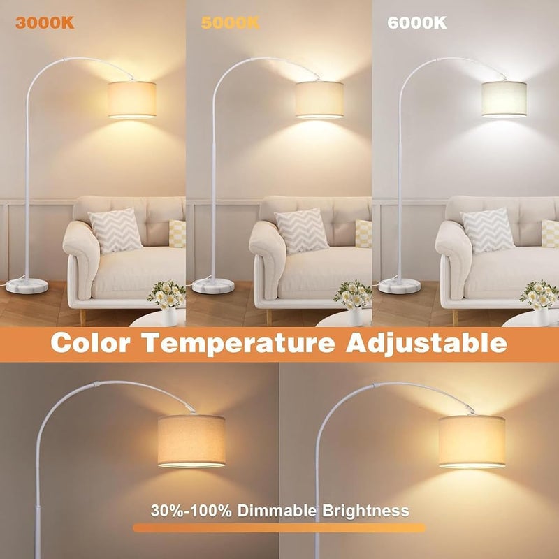 Bentifar Modern Dimmable Floor Lamp with Nordic Style,Adjustable Hanging Shade,Over Couch Reading Light,Standing Lamp for Living Room and Bedroom (White-NEW) - Image 4