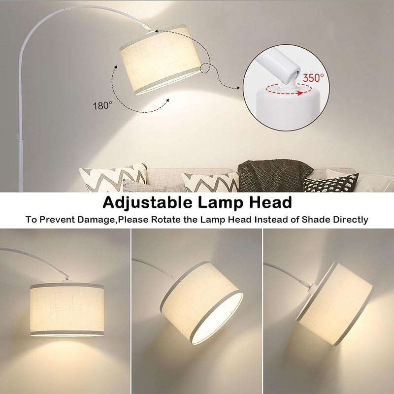 Bentifar Modern Dimmable Floor Lamp with Nordic Style,Adjustable Hanging Shade,Over Couch Reading Light,Standing Lamp for Living Room and Bedroom (White-NEW) - Image 3