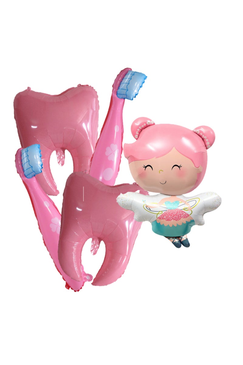 Other C 5-Piece Toothbrush and Tooth Balloon Set, Elf Toothbrush Aluminum Film Balloon Set, Suitable
