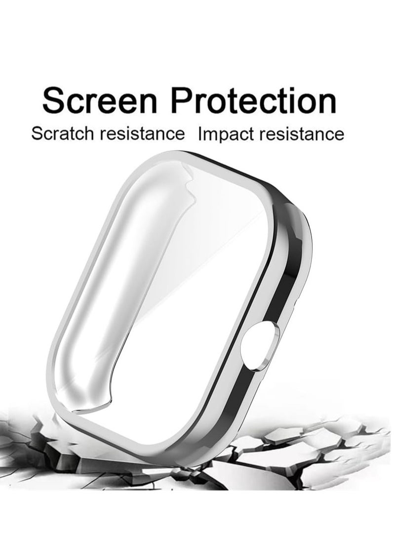 KASTWAVE Case for Xiaomi Redmi Watch 4, Tempered Glass Screen Protector, PC Hard Case Tempered Glass Screen Protection Cover Slim Full Cover Scratch Proof Protector, 2 Pcs, Black and Silver - Image 3