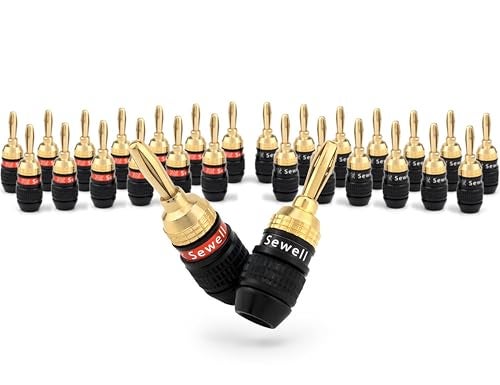 Sewell Deadbolt Banana Plugs 10Pairs by Gold Plated Speaker Plugs Quick Connect SW2986310