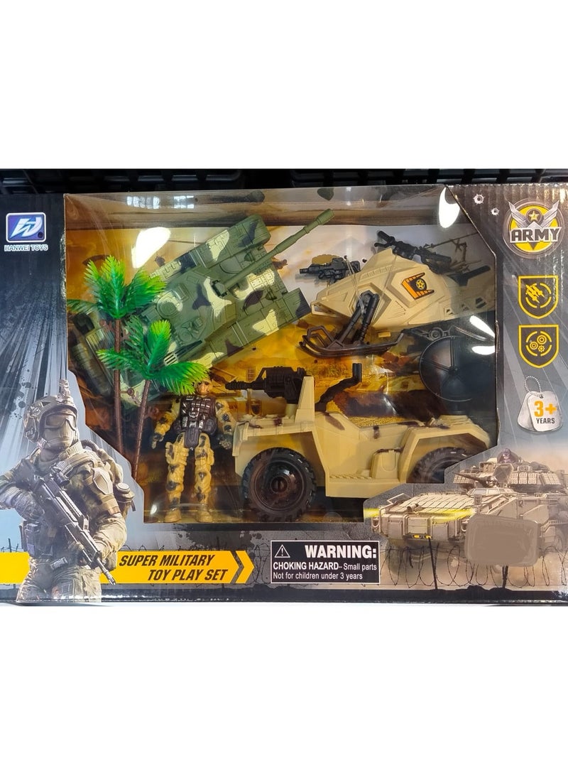 Whynot Super Military Playset for Kids – Army Toy Set with Motorbike, Gun, and Rocket Launcher – Imaginative Roleplay Kit 🧠🚓🪖 - Image 1