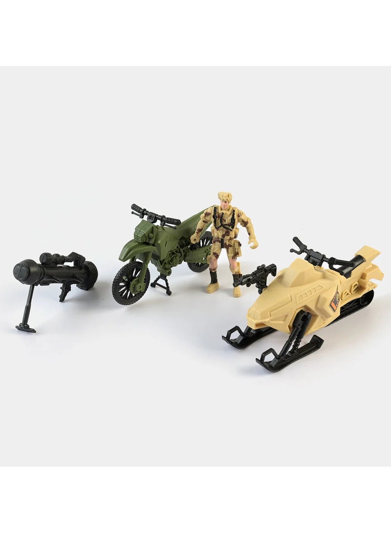 Whynot Super Military Playset for Kids – Army Toy Set with Motorbike, Gun, and Rocket Launcher – Imaginative Roleplay Kit 🧠🚓🪖 - Image 4