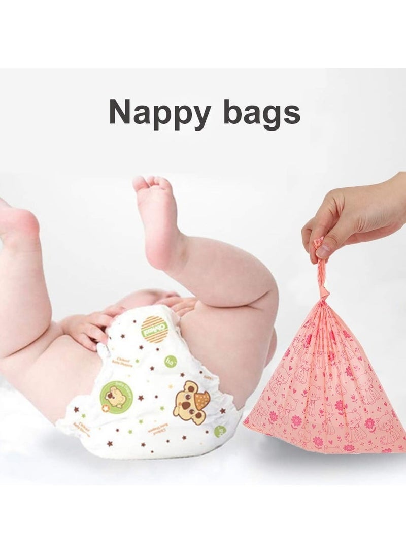 180PCS الحفاضات كيس التعبئة ، كيس الحفاضات للأطفال القابلة للتحلل الحيوي ، موزع كيس القمامة المجاني ، أكياس الحفاضات المعطرة بالليمون القابلة للتخلص من الحفاضات ، القمامة (الوردي) - Image 5